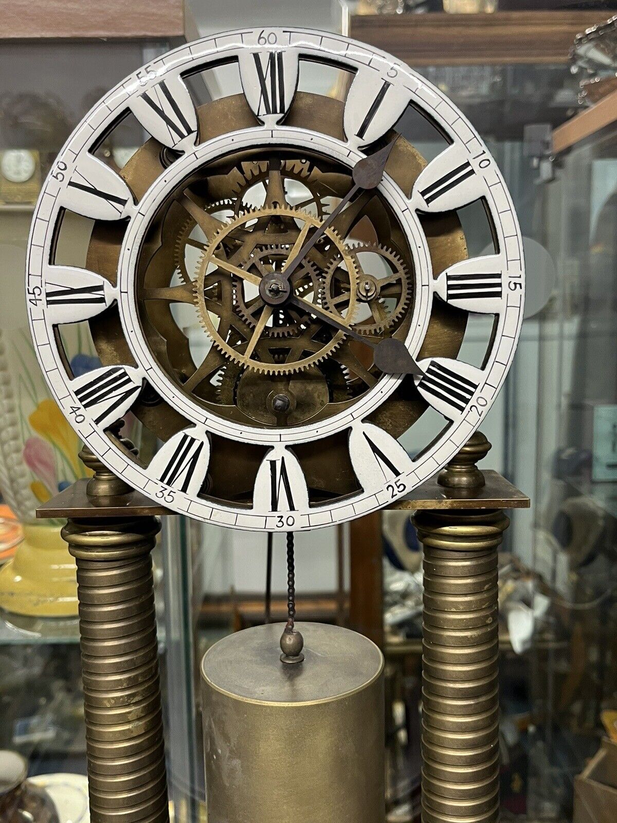 Skeleton Clock With Glass Dome. With Key. Large & Impressive