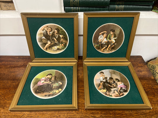 4 Framed Porcelain Plaques. We Ship Worldwide.