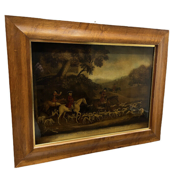 Victorian Crystoleum “ Going Out In The Morning “ In A Maple Frame.