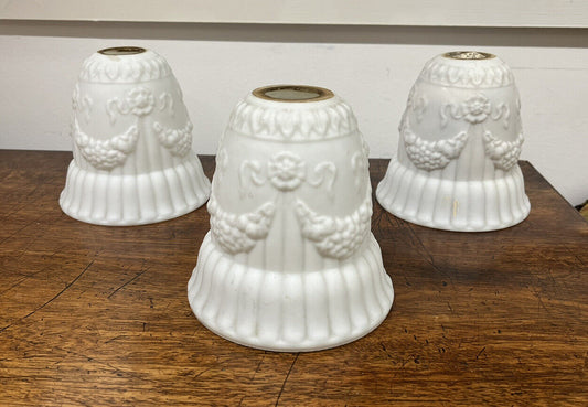 Victorian Glass Lamp Shades. set of 3