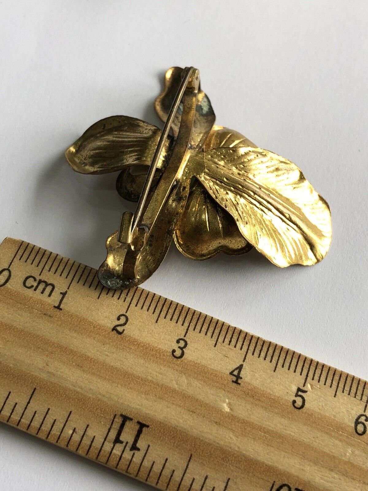 Vintage Enamel Orchid Detailed Brooch