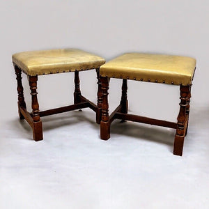 Leather & Oak Foot Stools. Good Quality, Strong And Sturdy.