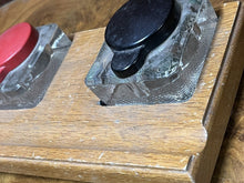 Edwardian Oak Desk Ink And Pen Stand