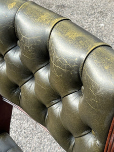 Green Leather Buttoned Back Desk Chair