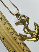 Vintage Gold Tone Statement Anchor Pendant Necklace