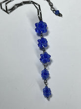 Vintage Silver Tone Blue Beaded Drops Necklace