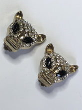 Vintage Jaguar Leopard Diamanté Clip On Earrings