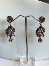 Vintage Multicoloured Pinks Diamanté Drop Earrings