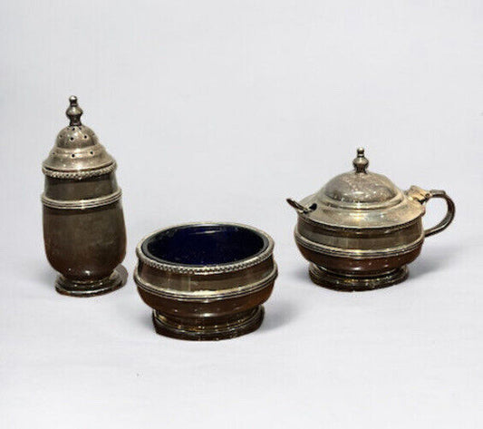 Silver Plate Salt, Sauce & Pepper.