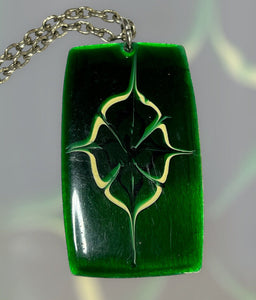 Vintage Green Enamel Pendant Necklace