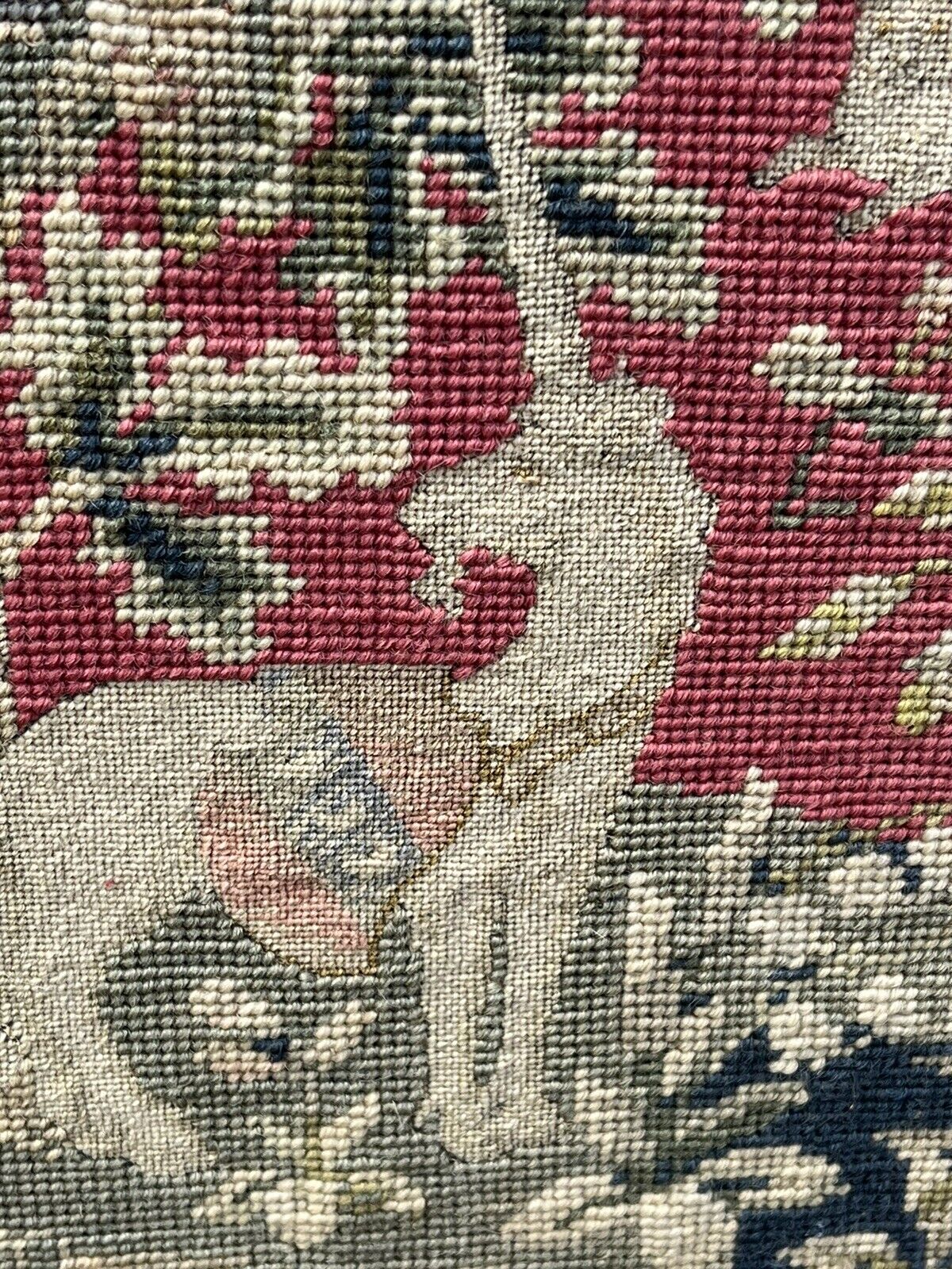 Antique fire screen with tapestry, fully height  adjustable