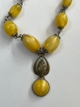 Vintage Old Satin Bead Metal Detail Drop Necklace