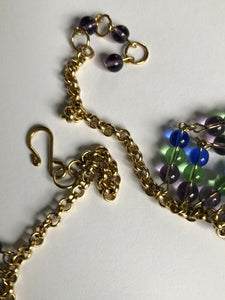 Vintage Glass Bead Statement Waterfall Collar Necklace