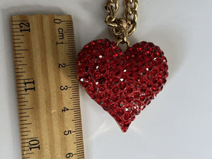 Vintage Butler And Wilson Gold Tone Statement Red Heart Pendant Necklace