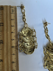 Vintage Etruscan Gold Tone Replica Coins Earrings