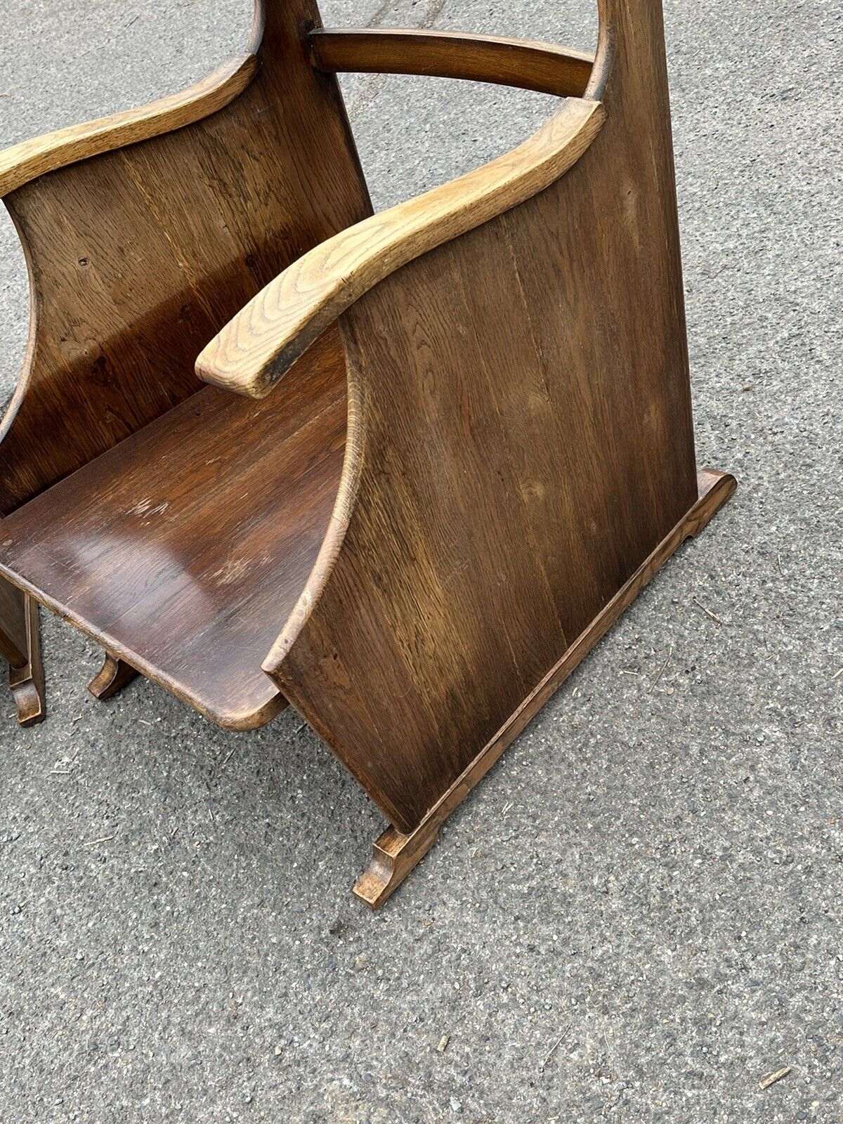 Mid Century Oak Armchairs Newly Upholstered In A Bright Jungle Print.