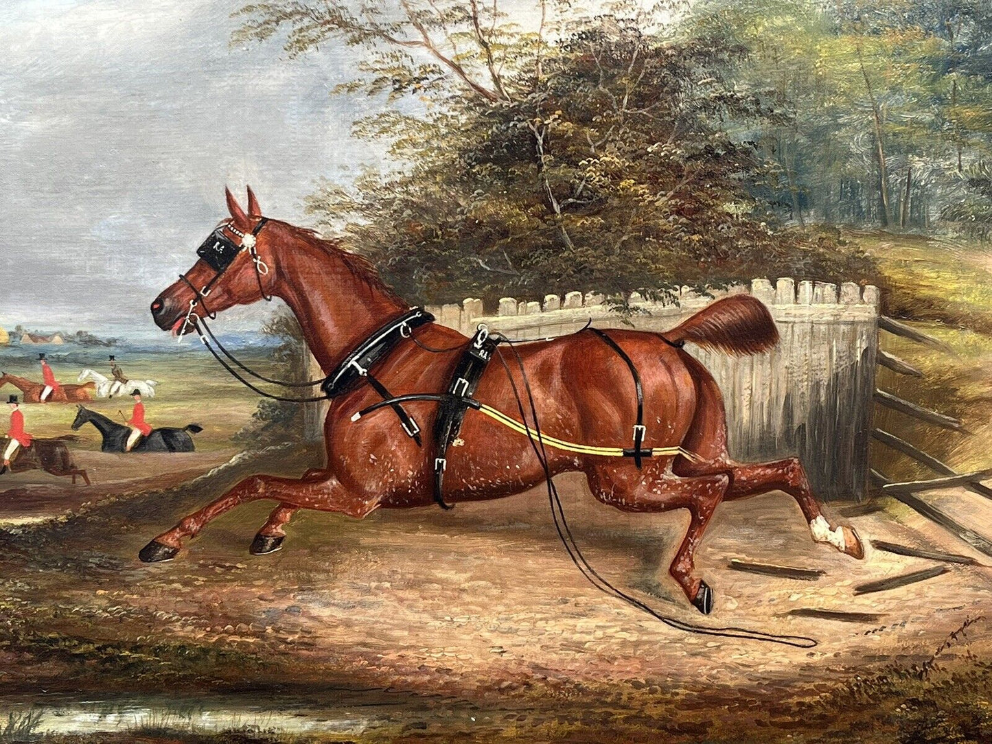 Equestrian Painting “Bolting For The Hunt”James Clark (British, 1855-1943)