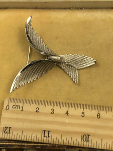 Vintage Silver Tone Numbered Stylised Bird Brooch