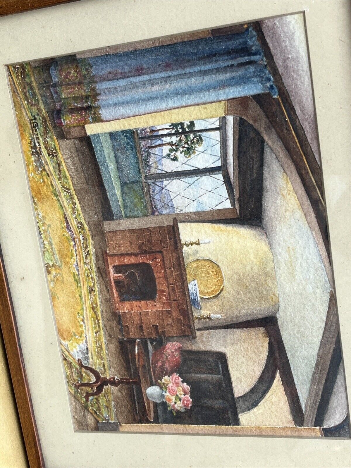 Architectural Watercolour Of A Lounge, Signed, M Bateman  & Dated.