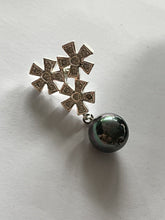 Vintage 1980s Rhodium Plated Crystal Flowers Drop Earrings New Old Stock Boxed