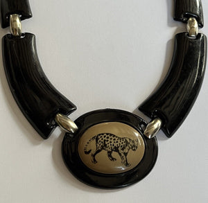Vintage Leopard Black Acrylic Necklace
