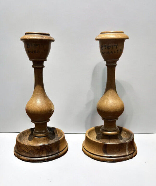 Jewish Campaign Candlesticks, Screw Down Flat For Transportation