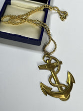 Vintage Gold Tone Statement Anchor Pendant Necklace