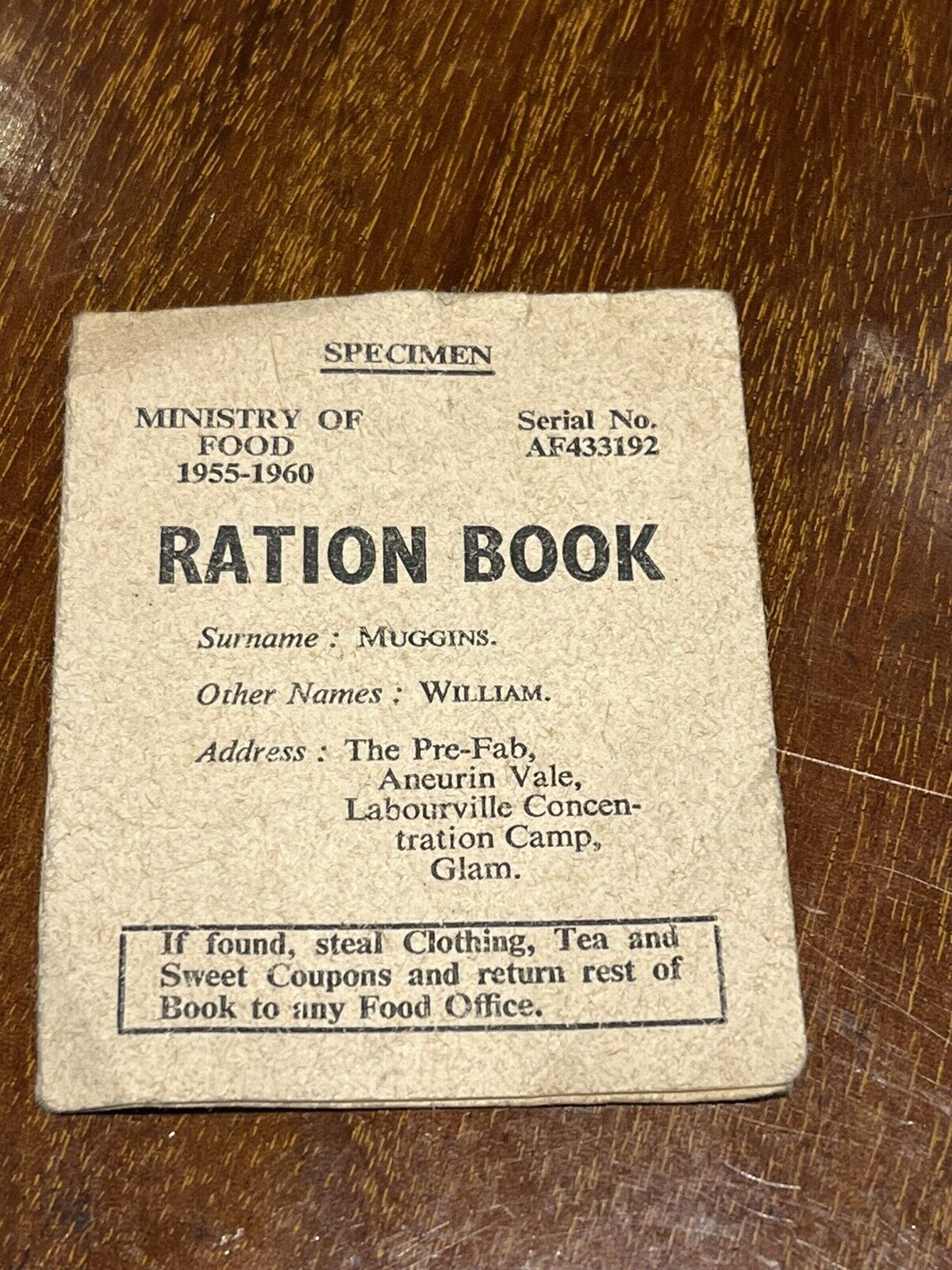 Labour Propaganda Ration Book, Circa 1955