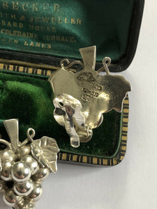 Vintage Silver Taxco Mexico Grape Clip On Earrings
