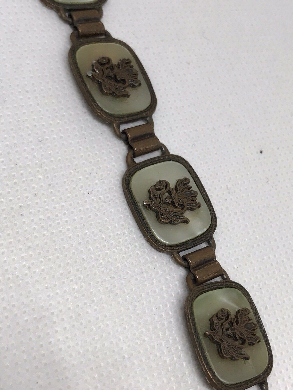 Vintage Metal And Mother Of Pearl Bracelet