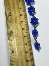 Vintage Silver Tone Blue Beaded Drops Necklace