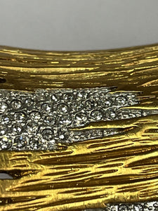 Disaya Designer Gold Plated Bark Diamanté Statement Runway Cuff Bracelet