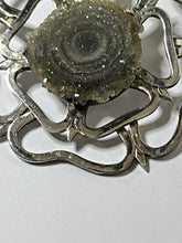 Vintage Silver 925 Statement Flower Geode Unique Chain Necklace 65g