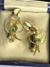 Vintage Early Enamelled Bead Flowers Clip on Earrings
