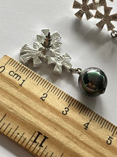 Vintage 1980s Rhodium Plated Crystal Flowers Drop Earrings New Old Stock Boxed