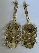 Vintage Etruscan Gold Tone Replica Coins Earrings