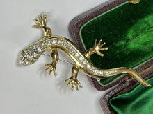 Vintage Gold Tone Diamanté Lizard Brooch