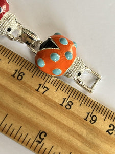 Vintage 1980s Signed Ladybird Ladybug Rhodium Plated Bracelet