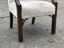 Antique Armchair In Mahogany And Upholstered. Reading Chair. Library Chair.