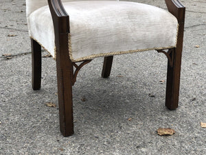 Antique Armchair In Mahogany And Upholstered. Reading Chair. Library Chair.