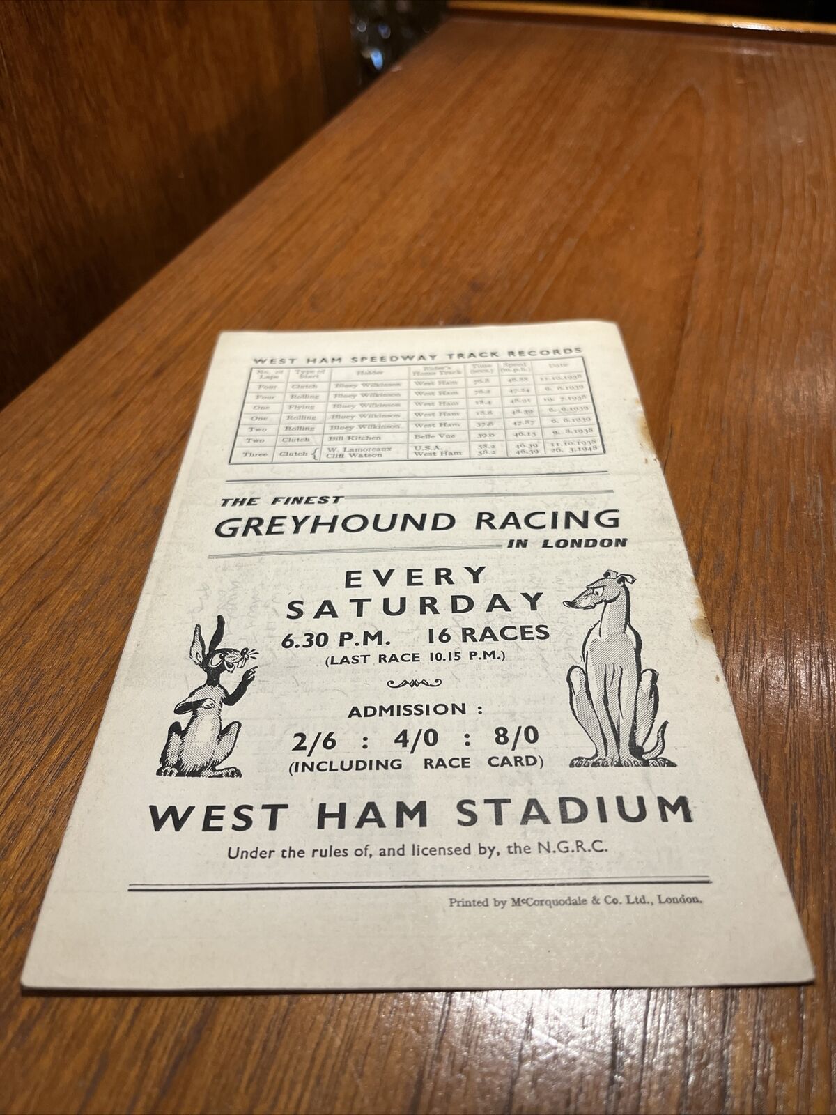 Early Speedway Programme Circa Late 1940’s