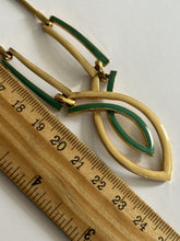 Vintage Green Enamel Cream Gold Tone Necklace