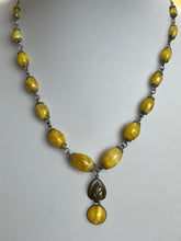 Vintage Old Satin Bead Metal Detail Drop Necklace