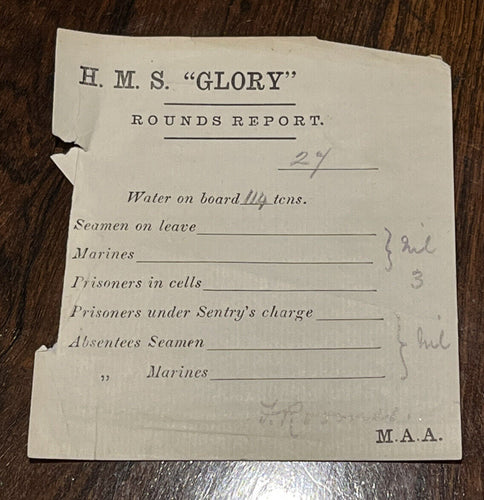 HMS Glory Original Ships Log Rounds Report