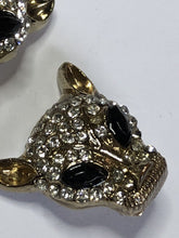 Vintage Jaguar Leopard Diamanté Clip On Earrings