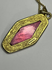 Vintage Signed Exquisite Gold Tone Pendant Necklace