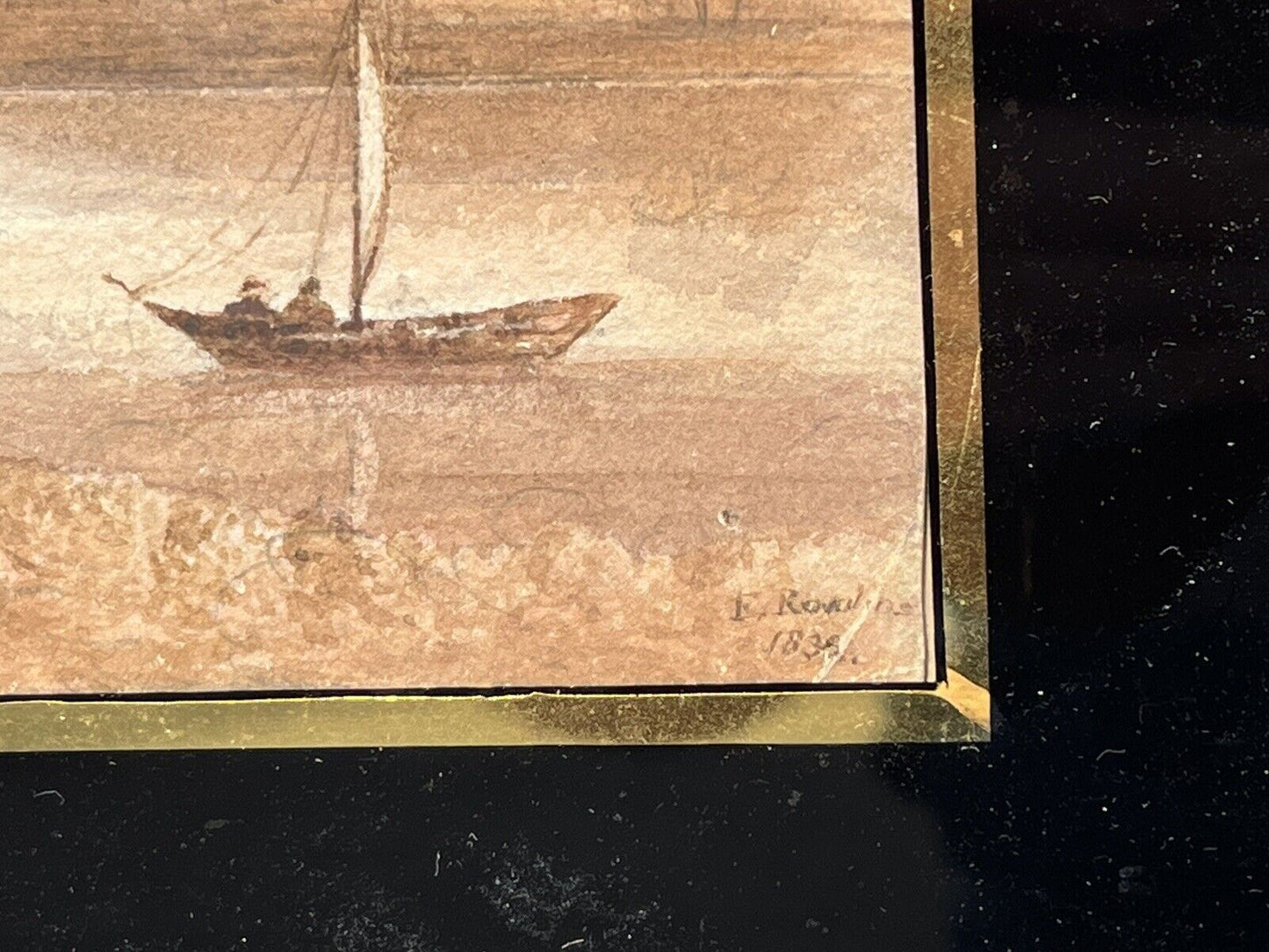 Framed Maritime Watercolour. Circa 1830 F.Rawlins. Somerset