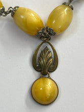 Vintage Old Satin Bead Metal Detail Drop Necklace