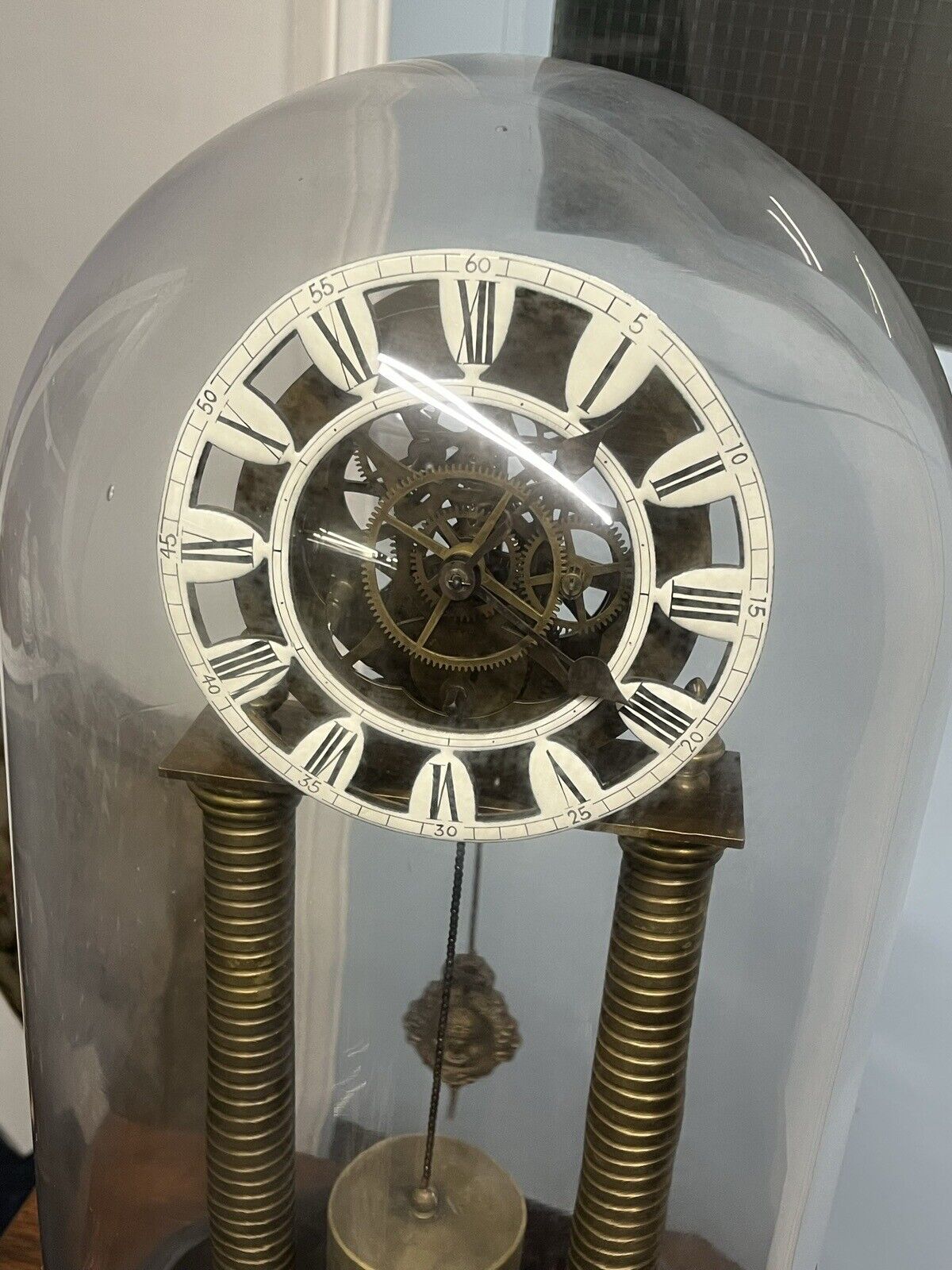 Skeleton Clock With Glass Dome. With Key. Large & Impressive