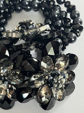 Butler And Wilson Gunmetal Black Flowers Beaded Statement Bracelet
